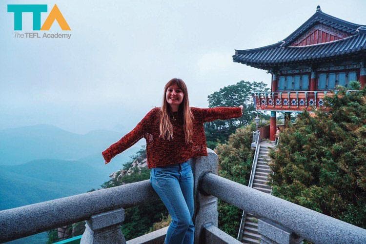 TTA graduate, Alice Hudson at The Temple in the Clouds, South Korea