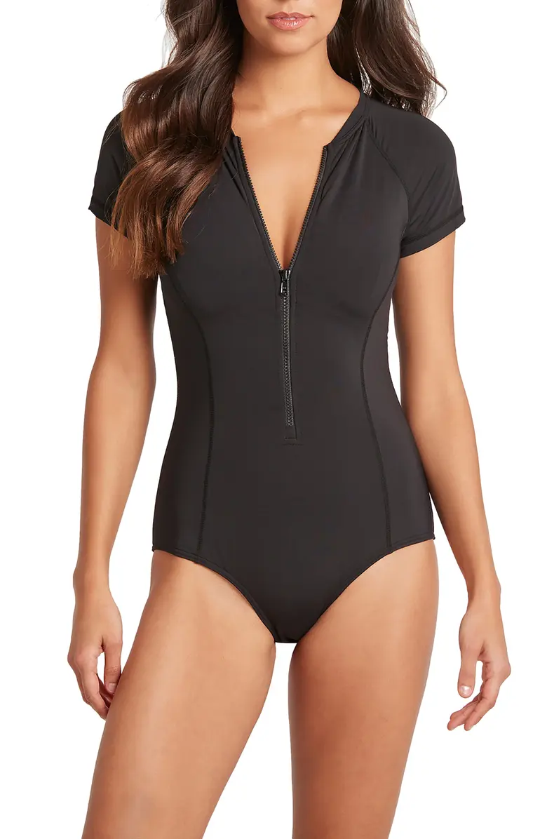 Swimsuit with a zip-down front